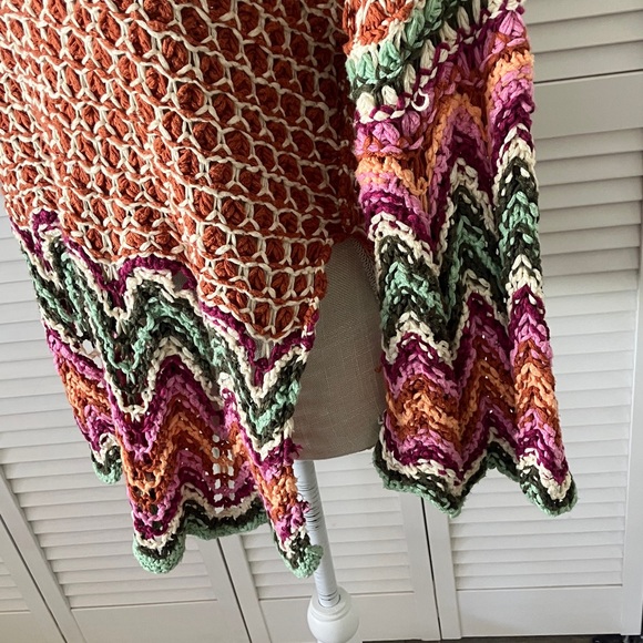Free People Heatwave Pullover Sweater XS multi color large knit cotton blend - Picture 4 of 10